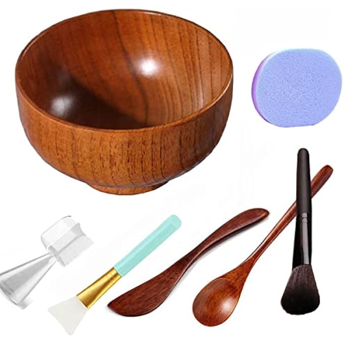 MAKINGTEC FACE MASK MIXING BOWL SET, 5 IN 1 DIY CLAY MASK MIXING KIT, FACIAL BOWL WITH MASK BRUSH AND STIRRING SPATULA,BAMBOO MASK MIXING TOOLS FOR MIXING CLAY MASK DIY - Image 1